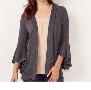 Lauren Conrad grey bell sleeve open cardigan